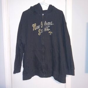 NFL Team Apparel New Orleans Saints Front Zip Black and Gold Hoodie 3XL